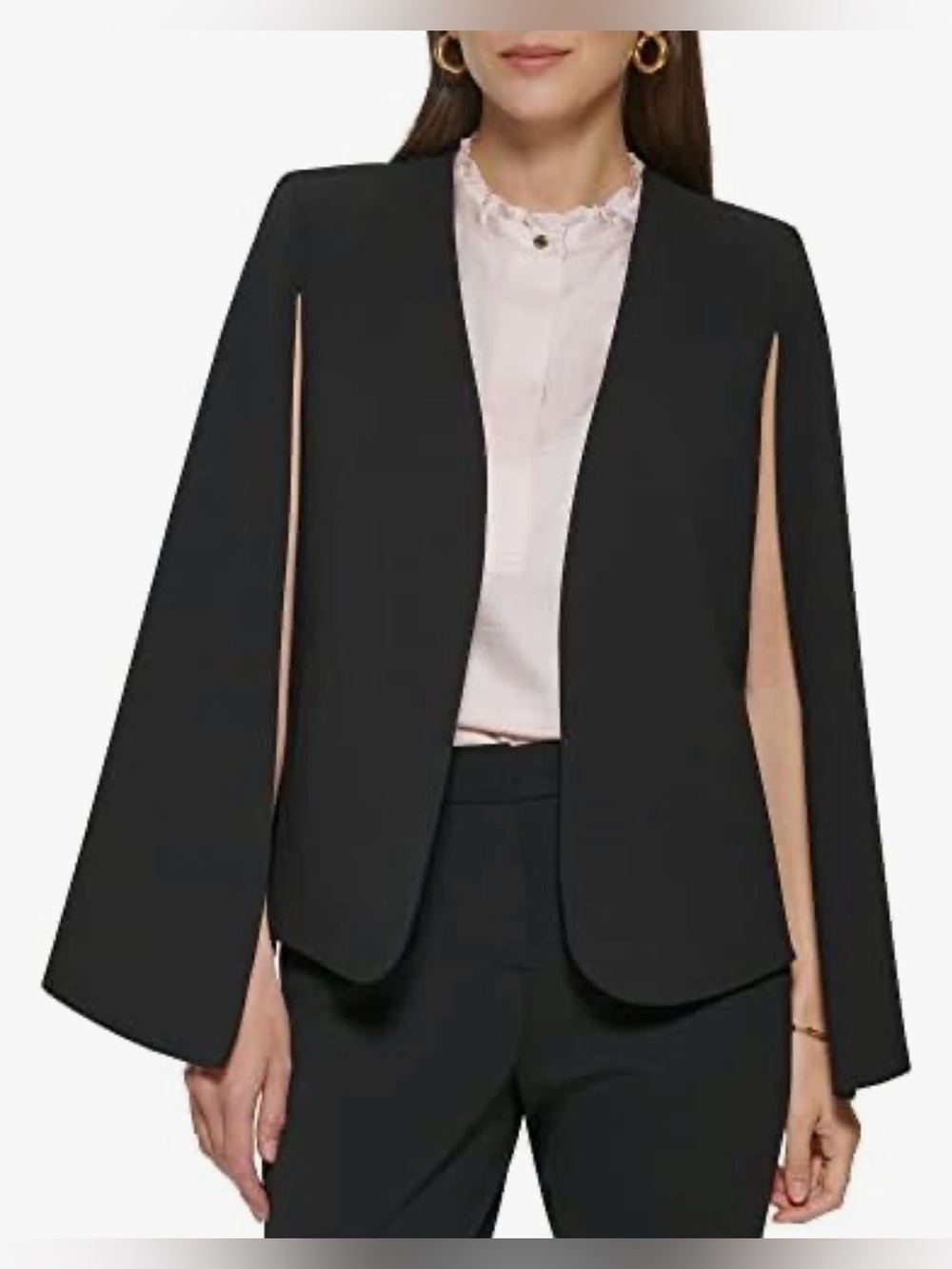 DKNYC Black Open-Slit Cape Blazer